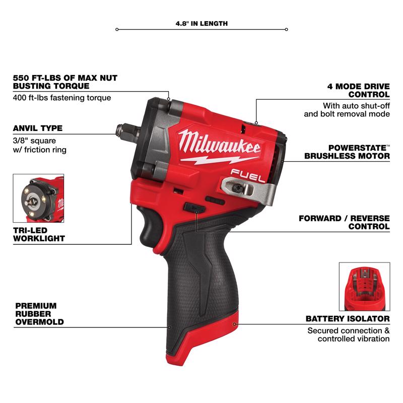 Milwaukee M12 FUEL Cordless Brushless 3 Tool Combo Kit