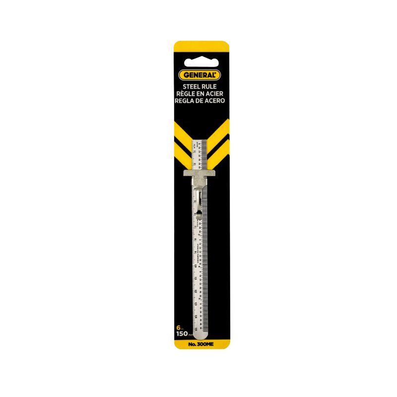 General 6 in. L X 0.46 in. W Stainless Steel Precision Pocket Rule Metric and SAE