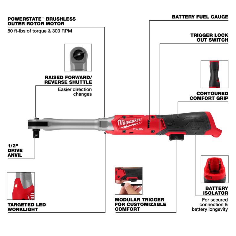 Milwaukee 12V M12 FUEL 1/2 in. Brushless Cordless Ratchet Tool Only
