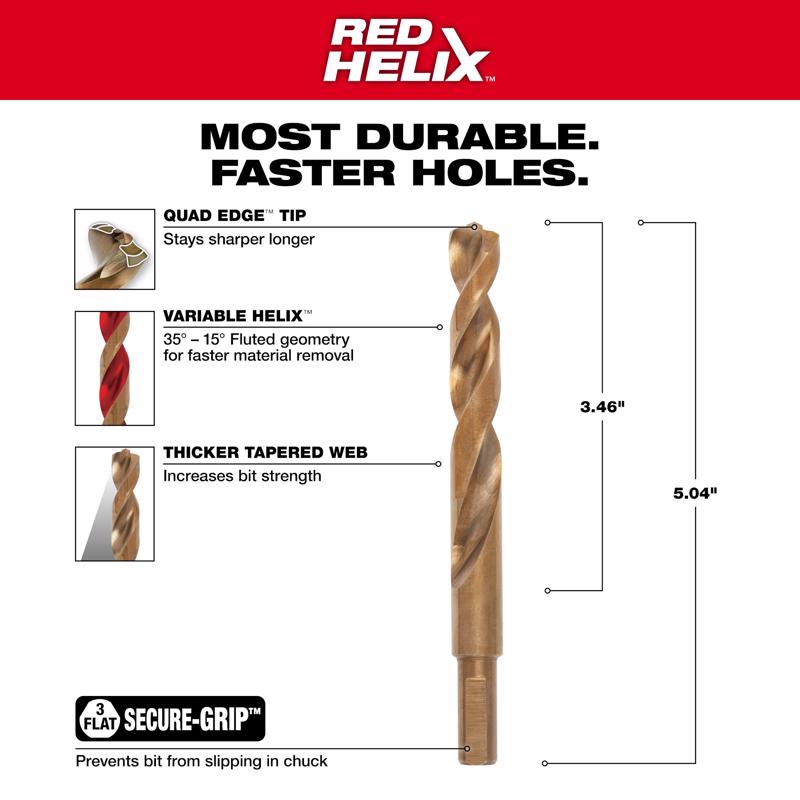 Milwaukee 31/64 in. X 5.12 in. L Cobalt Drill Bit