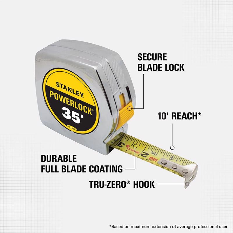 Stanley PowerLock 35 ft. L X 1 in. W Compact Tape Measure