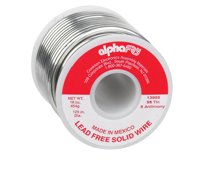 Alpha Fry 16 oz Lead-Free Solid Wire Solder 0.125 in. D Tin/Antimony 95/5