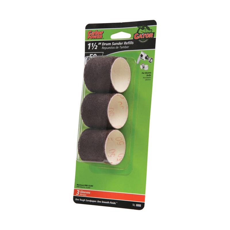 Gator 1.5 in. D X 1.5 in. L Aluminum Oxide Abrasive Sleeve Refill 50 Grit Coarse 3 pc