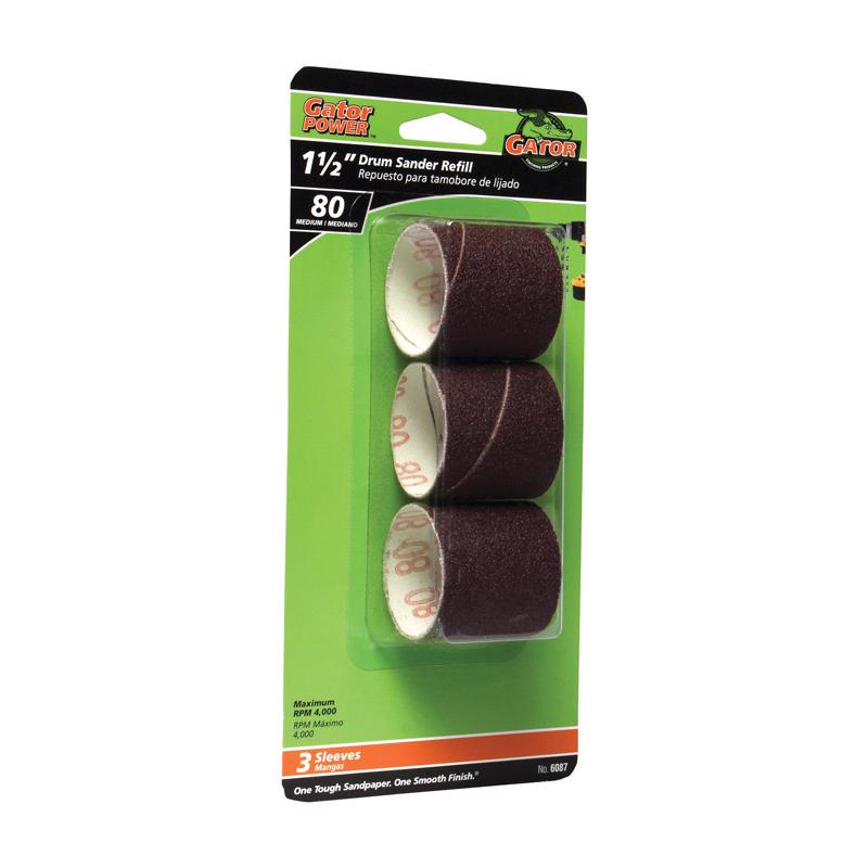 Gator 1.5 in. D X 1.5 in. L Aluminum Oxide Drum Sander Refill 80 Grit Medium 3 pc