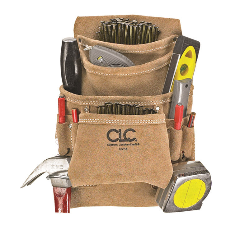 CLC 3 in. W X 11.5 in. H Suede Nail and Tool Pocket Apron 10 pocket Tan