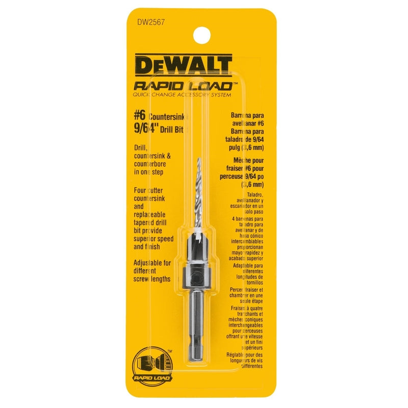 DeWalt Rapid Load #6 X 9/64 in. D High Speed Steel Countersink Bit