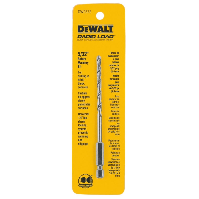DeWalt 5/32 in. X 5 in. L Carbide Tipped Drill Bit Hex Shank