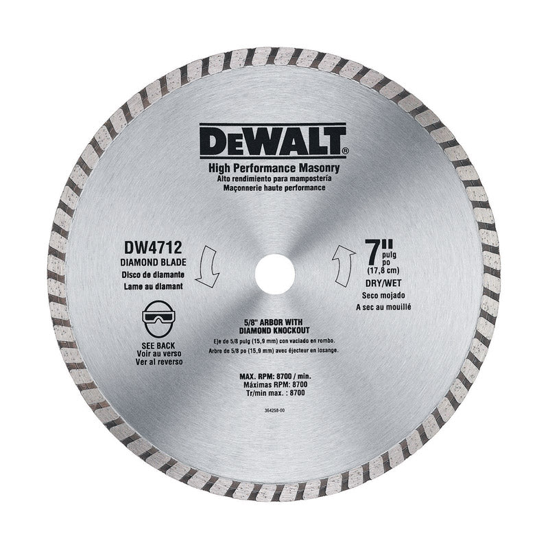 DeWalt 7 in. D X 5/8 in. Diamond Wet/Dry Continuous Turbo Rim Saw Blade