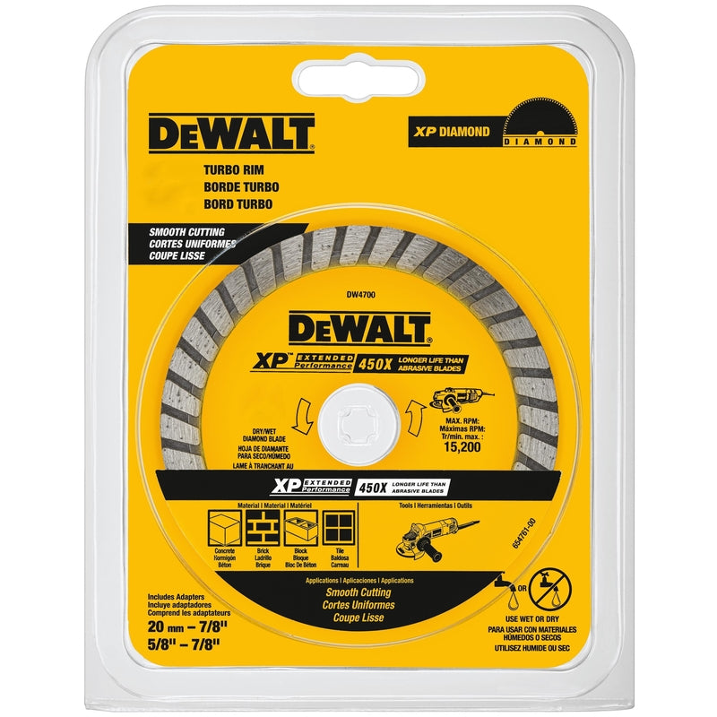 DeWalt XP Extended Performance 4-1/2 in. D X 7/8 in. Diamond Turbo Rim Saw Blade