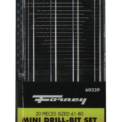 Forney High Speed Steel Mini Drill Bit Set Round Shank 20 pc