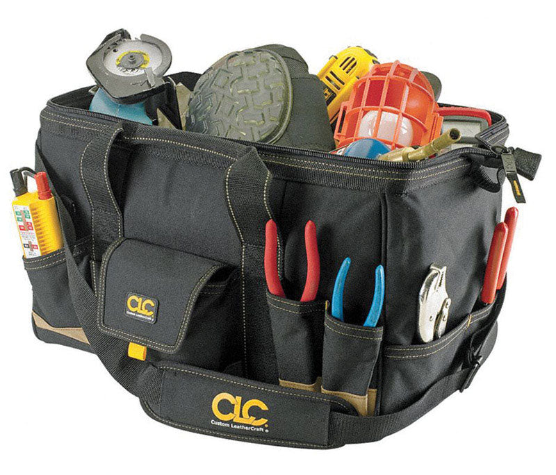 CLC 11 in. W X 12 in. H Polyester Tool Bag 25 pocket Black/Tan