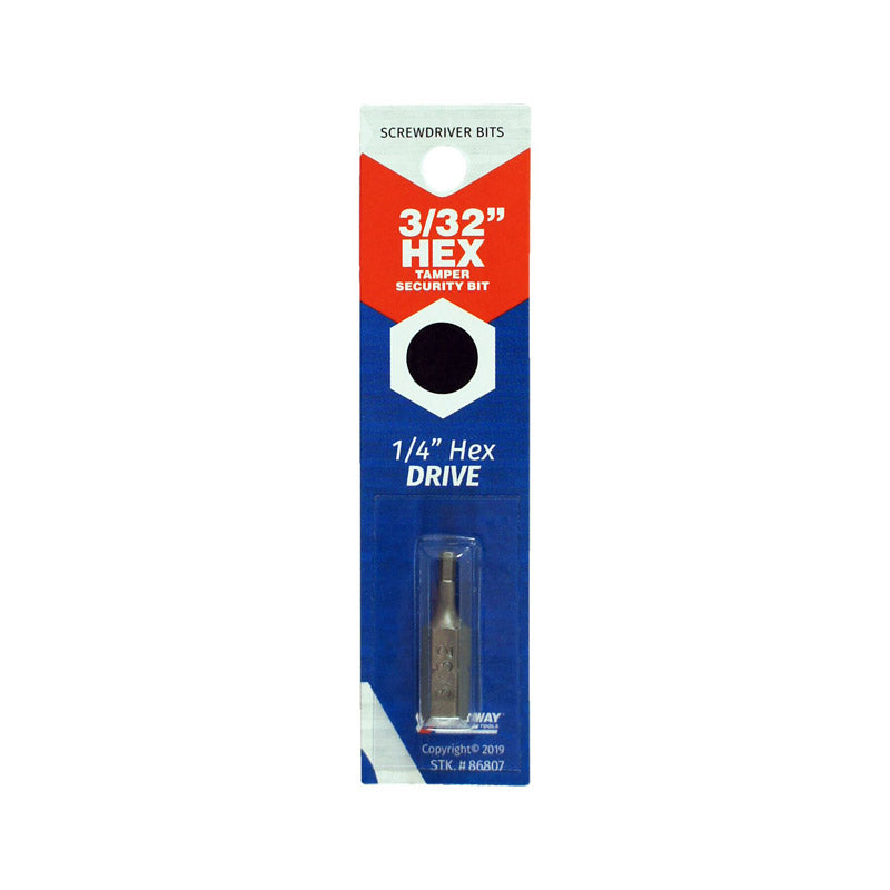 Best Way Tools Hex 3/32 in. X 1 in. L Screwdriver Bit Carbon Steel