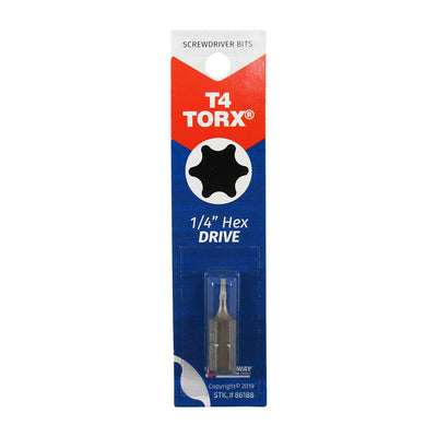 Best Way Tools Torx 1/4 in. X 1 in. L T4 Screwdriver Bit Carbon Steel