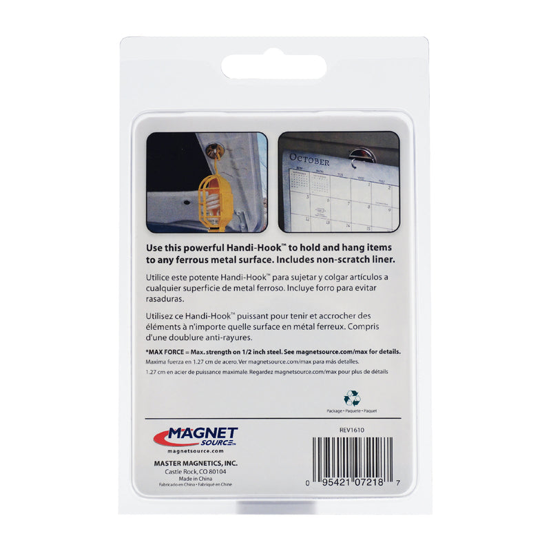 Magnet Source Handi-Hook 1.25 in. L X 2 in. W Silver Magnetic Hook 20 lb. pull