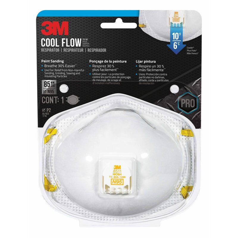 3M N95 Paint Sanding Cup Disposable Respirator Pro-Series Valved White One Size Fits All