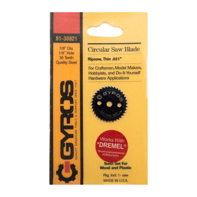 Gyros Tools 7/8 in. D X 1/8 in. Ripsaw Steel Circular Saw Blade 36 teeth