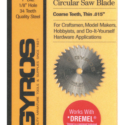 Gyros Tools 1 in. D X 1/8 in. Coarse Steel Circular Saw Blade 34 teeth
