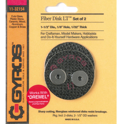 Gyros Tools Fiber Disk LT 1-1/2 in. D X 1/8 in. Fiberglass Low Tensile Strength Cutting Disc 2 pc