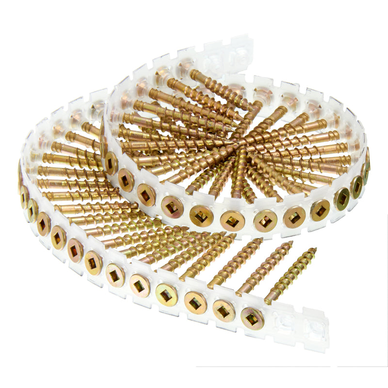 Senco DuraSpin No. 8 X 1-3/4 in. L Square Yellow Zinc Coarse Collated Wood Screws 1000 pk