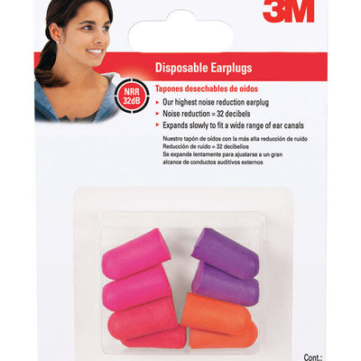 3M 32 dB Soft Foam Earplugs Assorted 4 pair