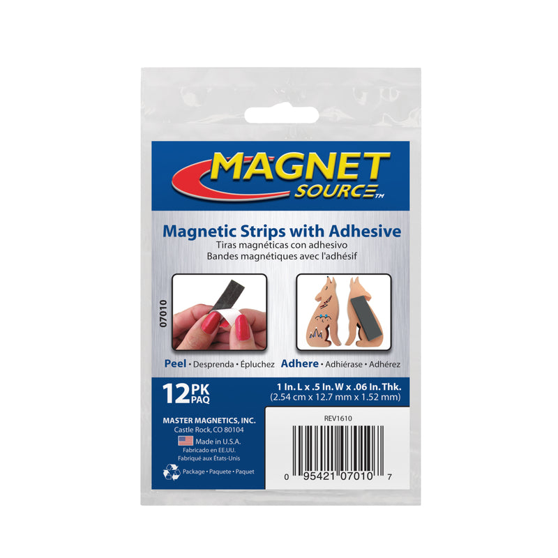 Magnet Source 1 in. L X .5 in. W Black Magnetic Tape Strips 12
