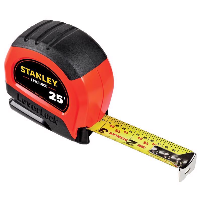 STANLEY LeverLock 25 ft. L X 1 in. W Compact Tape Measure