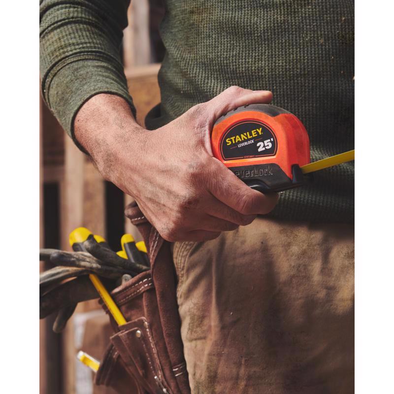 STANLEY LeverLock 25 ft. L X 1 in. W Compact Tape Measure