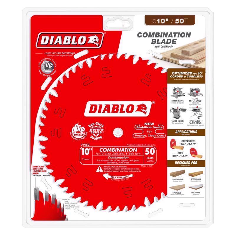 Diablo 10 in. D X 5/8 in. TiCo Hi-Density Carbide Combination Saw Blade 50 teeth