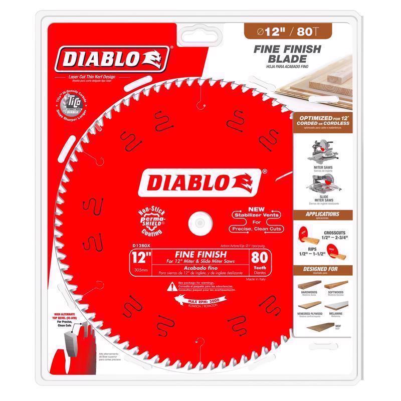 Diablo 12 in. D X 1 in. TiCo Hi-Density Carbide Finishing Saw Blade 80 teeth