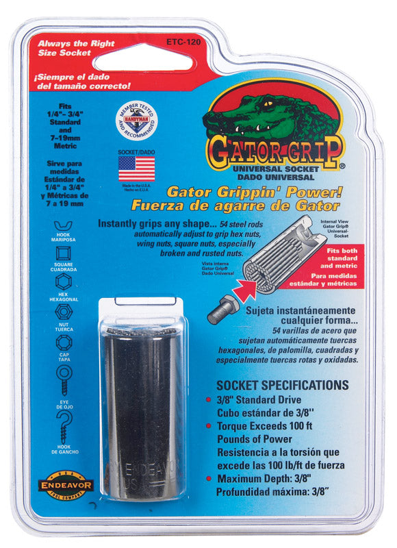 Gator Grip 3/8 in. X 3/8 in. drive Metric and SAE 6 Point Socket