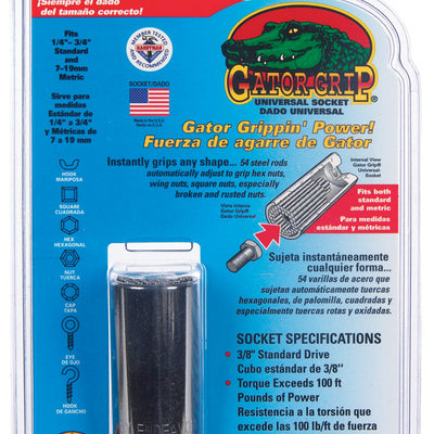 Gator Grip 3/8 in. X 3/8 in. drive Metric and SAE 6 Point Socket