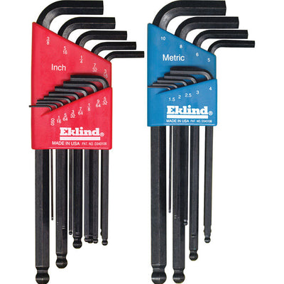 Eklind Metric and SAE Long Arm Ball Hex L-Key Set 22 pc