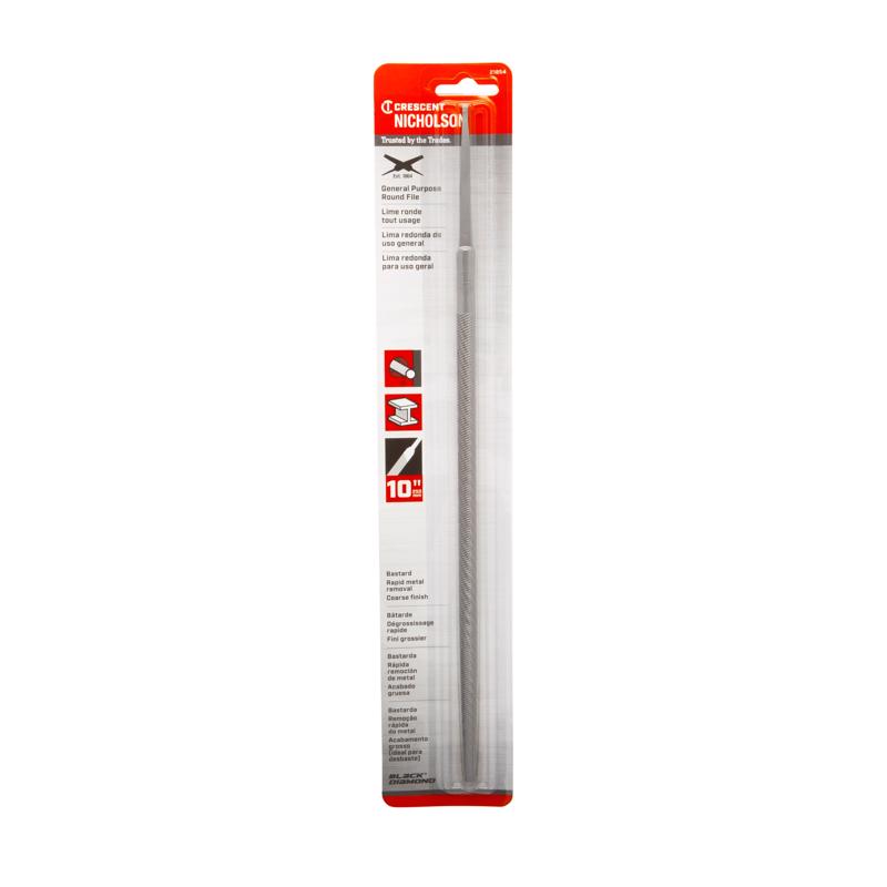 Crescent Nicholson 10 in. L X 3/8 in. W High Carbon Steel Bastard Cut File