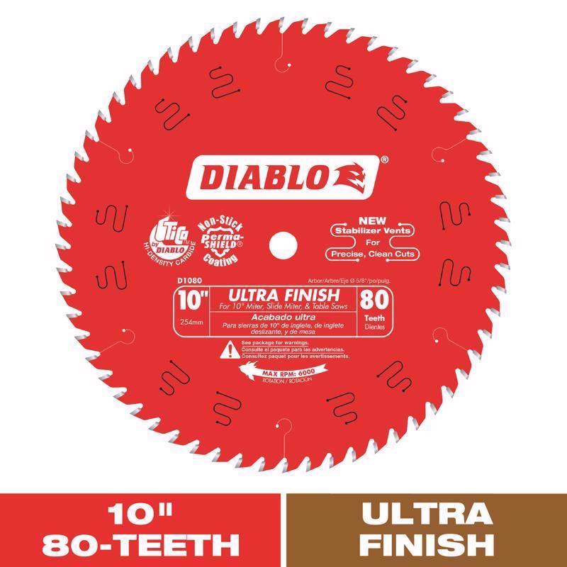Diablo 10 in. D X 5/8 in. TiCo Hi-Density Carbide Circular Saw Blade 80 teeth