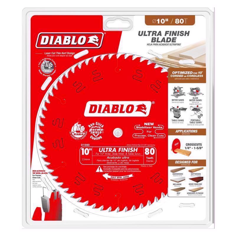 Diablo 10 in. D X 5/8 in. TiCo Hi-Density Carbide Circular Saw Blade 80 teeth
