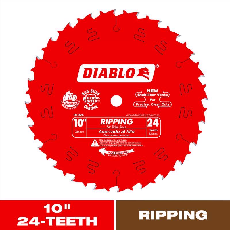 Diablo 10 in. D X 5/8 in. TiCo Hi-Density Carbide Ripping Saw Blade 24 teeth