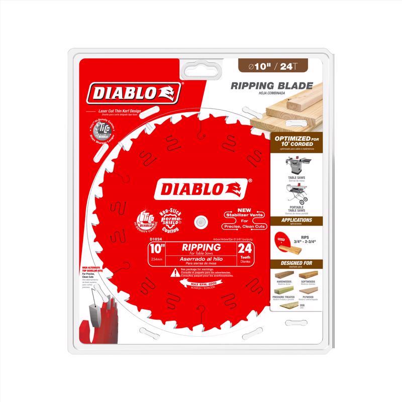 Diablo 10 in. D X 5/8 in. TiCo Hi-Density Carbide Ripping Saw Blade 24 teeth