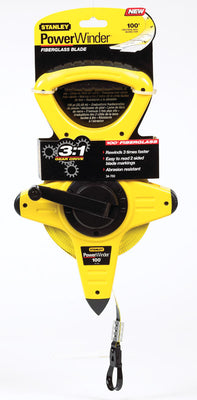 Stanley PowerWinder 100 ft. L X 0.5 in. W Open Reel Fiberglass Long Tape Measure