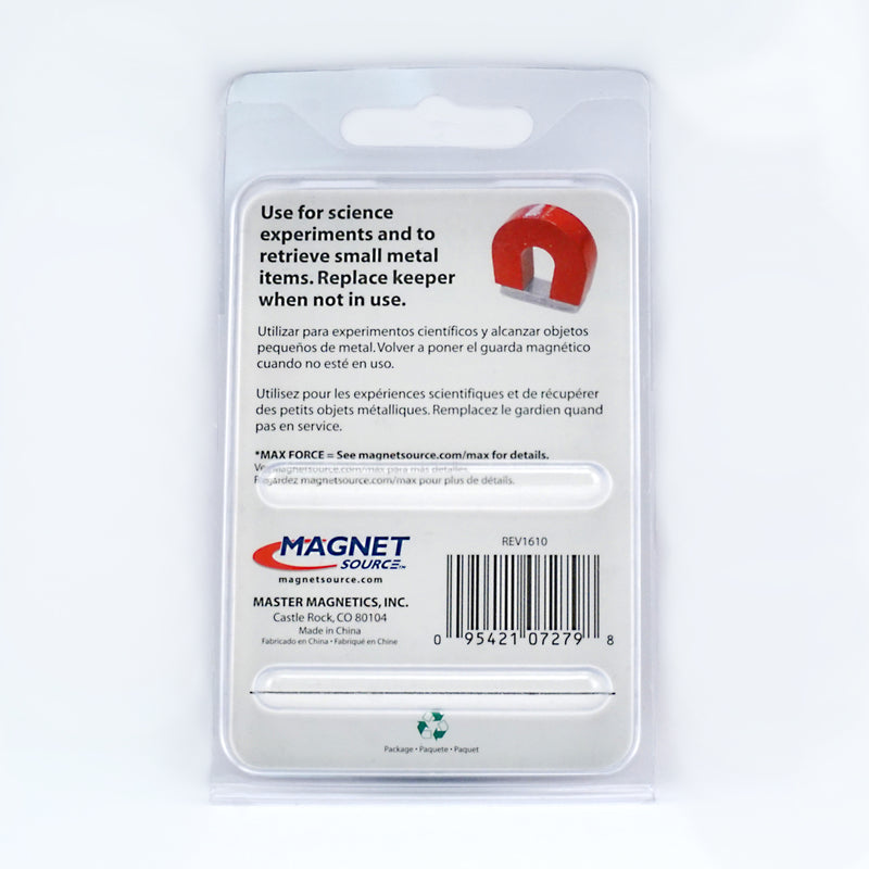 Magnet Source 1 in. L X 1.126 in. W Red Horseshoe Magnet 2 lb. pull