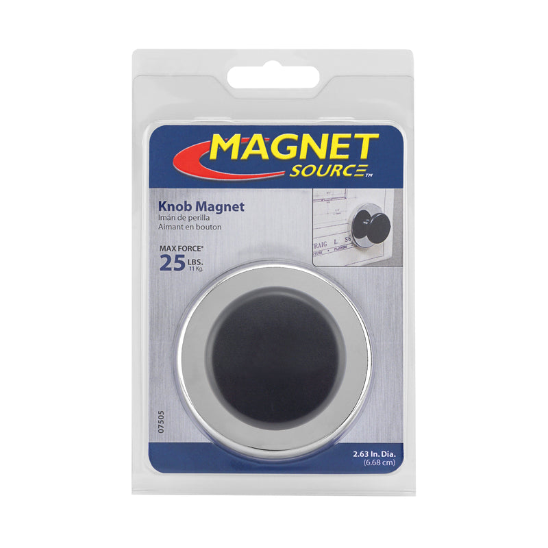 Magnet Source 1.25 in. L X 2.65 in. W Black Knob Magnet 25 lb. pull