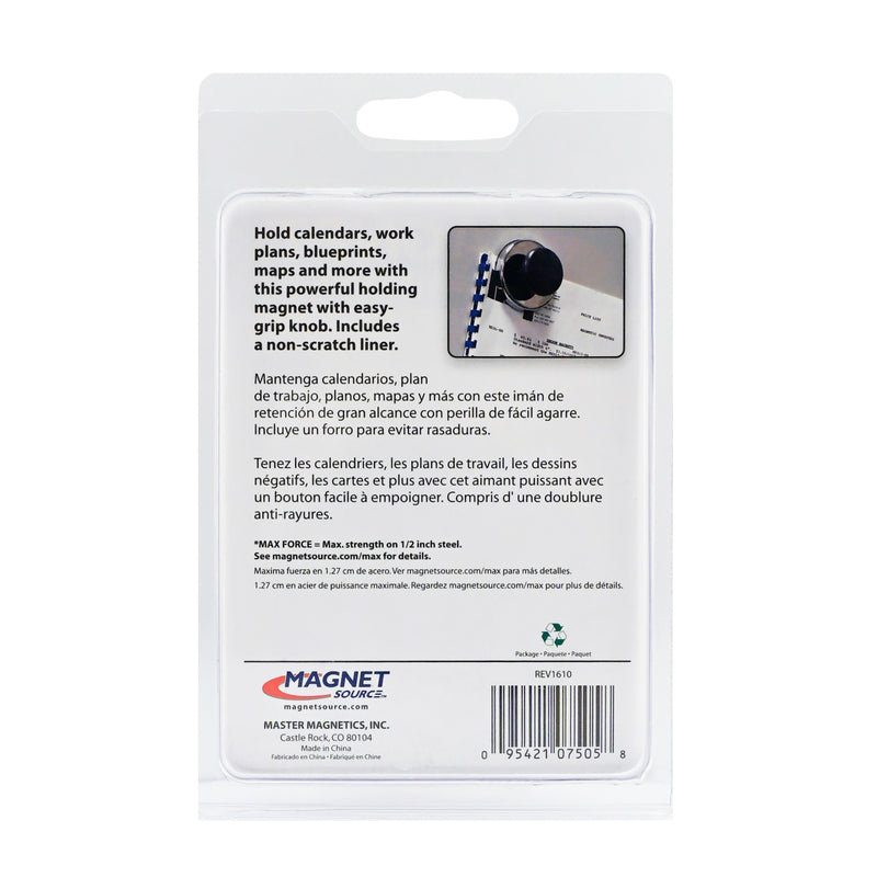 Magnet Source 1.25 in. L X 2.65 in. W Black Knob Magnet 25 lb. pull