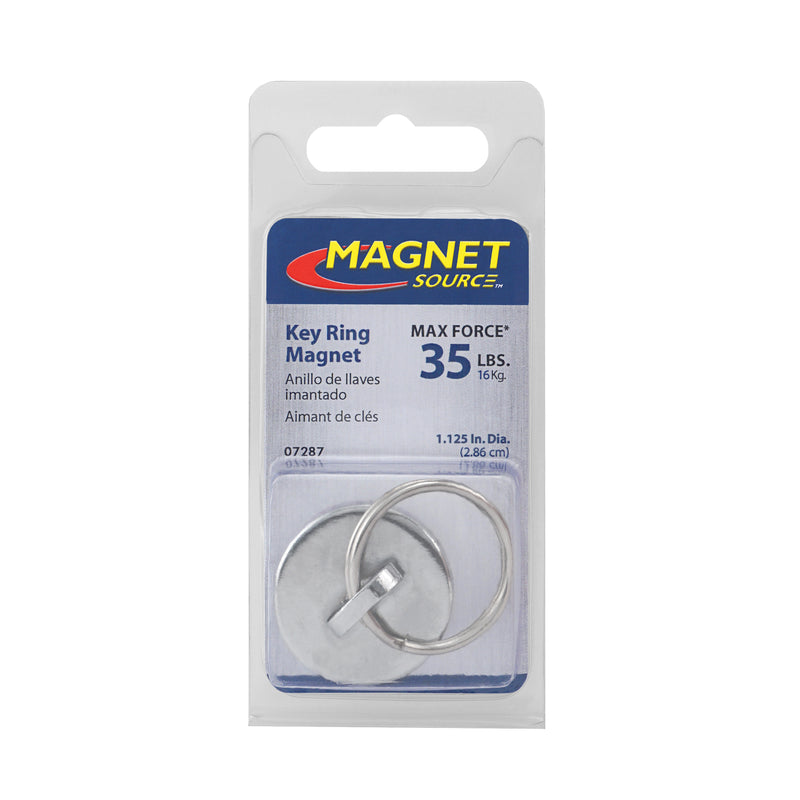 Magnet Source 1-1/8 in. L X 0.25 in. W Silver Round Magnet with Ring 35 lb. pull