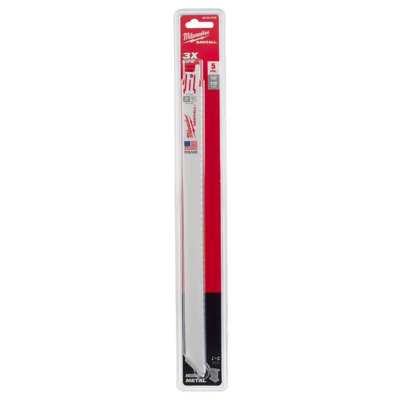 Milwaukee Sawzall 12 in. Bi-Metal Double Duty Upgrade Reciprocating Saw Blade 18 TPI 5 pk