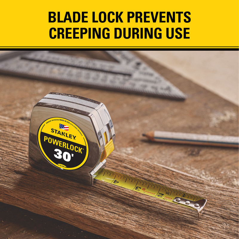 STANLEY PowerLock 30 ft. L X 1 in. W Compact Tape Measure