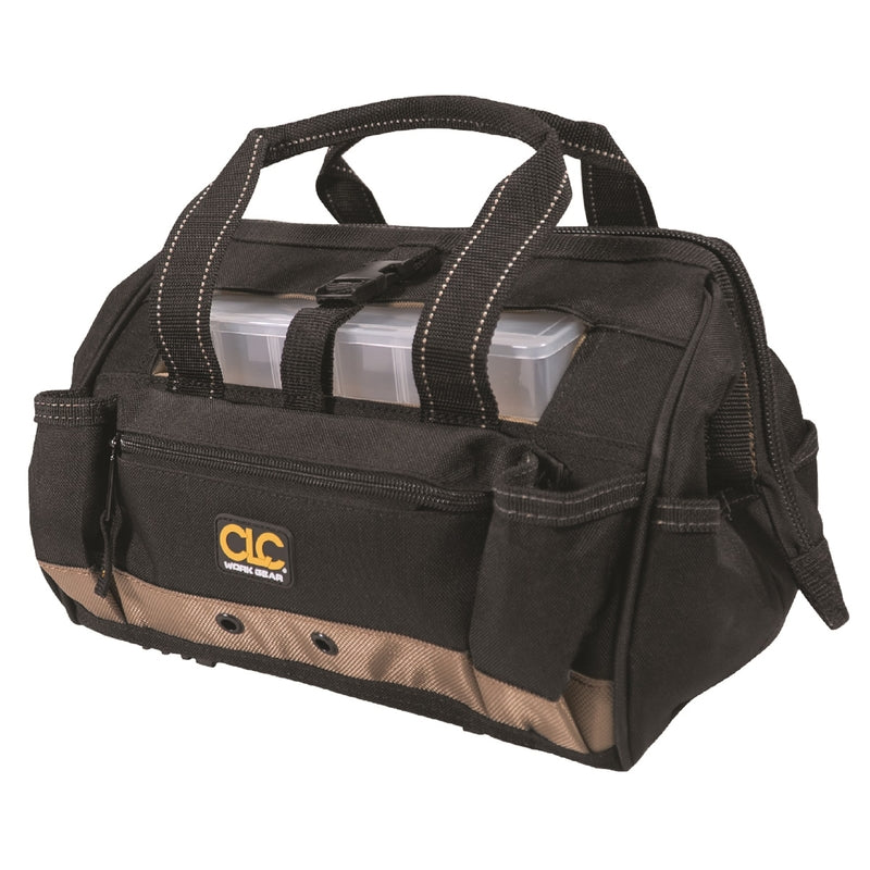 CLC 8 in. W X 9 in. H Polyester Tote Bag with Plastic Tray 21 pocket Black/Tan