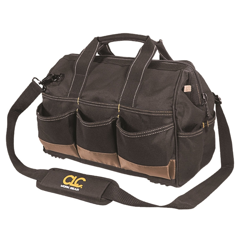 CLC 8 in. W X 11 in. H Polyester Tote Bag with Plastic Tray 25 pocket Black/Tan