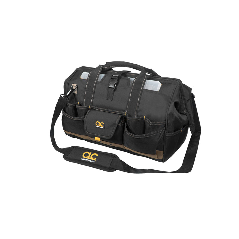 CLC 10 in. W X 11 in. H Polyester Tote Bag with Plastic Tray 37 pocket Black/Tan