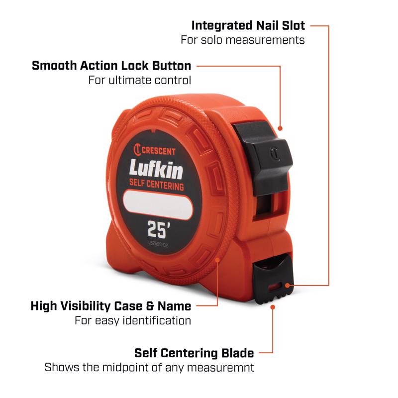 Lufkin 700 Series 25 ft. L X 1 in. W Self Centering Tape Measure