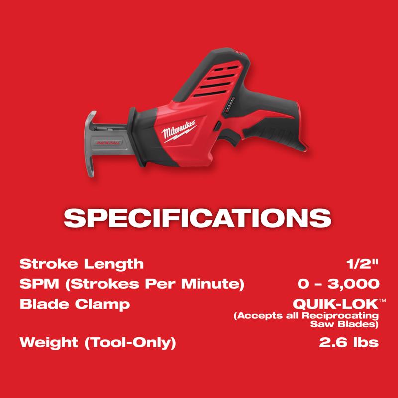 Milwaukee 12V M12 Cordless Brushed Reciprocating Saw Kit (Battery & Charger)