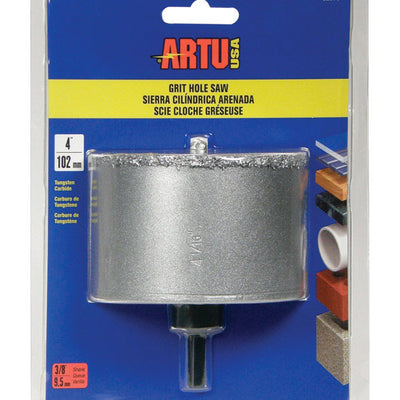 ARTU 4 in. Carbide Grit 4.5 in. L X 3/8 in. D Hole Saw Arbor